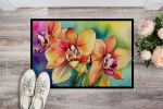 NEW Orchids in Watercolor Doormat Front Door Mat Indoor Outdoor Rugs for Entryway, Non Slip Washable Low Pile, 18H X 27W