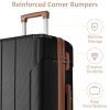 Luggage Sets 3 Piece, Hard shell ABS Lightweight Durable Suitcases with Double Spinner Wheels 20/24/28 Inch (Black Brown)