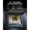 Sewer Camera, 164 ft/50m, 4.3" Drain Inspection Camera, IP68 Waterproof Snake Plumbing Camera with Lights - 6 Adjustable LEDs