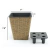 2-Pack Smart Self-watering Square Planter for Indoor and Outdoor - Hand Woven Wicker - Brown