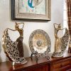 3PCS Vintage Gold Figure Statue Sculpture Set Romantic Shell Dancer Desktop Decor