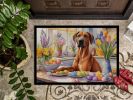 NEW Decorating Easter Rhodesian Ridgeback Doormat Front Door Mat Indoor Outdoor Rugs for Entryway, Non Slip Washable Low Pile, 18H X 27W