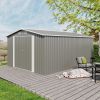 Campcraft Outdoor Storage Shed 10×14 FT with 3 Lockable Doors,Utility Tool Shed Metal Storage Garden Sheds Frame and 4 Vents,for Backyard,Patio,Lawn