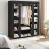 1pc Freestanding Clothes Rack with NonPortable Wardrobe Closet, -Woven Dust Cover, 12 Compartments Storage Organizer, 59 X 17.7 X 69 Inches, Black
