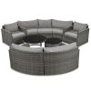 GO 9-Pieces Outdoor Half-moon Patio Sofa Set, Round Sofa Set, Modern Style Sofa, Gray Wicker