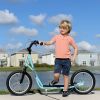 Aosom Youth Scooter with Adjustable Handlebar, Kick Scooter with Dual Brakes Inflatable Wheels, Blue, for Kids 5+