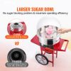 VEVOR Electric Cotton Candy Machine with Cart, 1000W Commercial Candy Floss Maker with Cover, Stainless Steel Bowl, Sugar Scoop and Drawer
