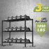 36" 3-Tier Black Wire Shelf - 350LBS Per Shelf, Heavy Duty Steel Storage Rack (36"W x 14"D x 36"H), Rust-Resistant for Kitchen/Laundry/Garage