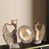 3PCS Vintage Gold Figure Statue Sculpture Set Romantic Shell Dancer Desktop Decor