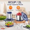 KOIOS 500W Powerful Electric Food Processor with 8 Cup Stainless Steel & Glass Bowls