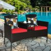 Patented Modern Patio Set with Built-in Coffee Table and Cushions