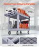 Utility Cart, 550 lbs Capacity, 2 Tier Service Cart with 360° Swivel & Fixed Wheels (2 with Brakes), Heavy Duty Plastic Rolling with Storage Tray