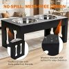 Modern 23'' Decorative Raised Dog Bowls Wooden Heavy Duty Pet Food And Water Bowl Elevated Feeding Station Black