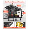Utility Cart, 550 lbs Capacity, 2 Tier Service Cart with 360° Swivel & Fixed Wheels (2 with Brakes), Heavy Duty Plastic Rolling with Tray and Pegboard
