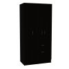 2 Piece Bedroom Set, Cartagena Armoire + Capri Three Drawer Dresser, Black