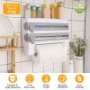 Kitchen Roll Dispenser/Organizer with Paper Towel, Plastic Wrap & Foil Paper Holder and Cutter: Wall Mounted