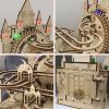 Electric Marble Run Mechanical Building Model Kit 3D Wooden Puzzle  track with lights Brain Teaser Puzzle DIY handmade Christmas Gift