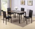 5 Piece Dinette Set with Marble Top - Black; Table & 4 chairs.