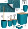 Bathroom Set - Teal Bathroom Accessories Set, 6PC Bathroom Accessory Set, Bathroom Sets with Bathroom Rugs, Toilet Brush, Trash Can & Soap Dispenser