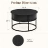 Lift-Top Coffee Table Round Center Table with Hidden Compartment Storage Shelf for Living Room, Black