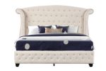 Sophia Crystal Tufted Full 4 Pc Bed Made with Wood in Cream
