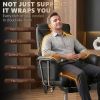 Massage Office Chair with 6 Points Vibration, Executive Desk Chair with High Back, PU Leather, Footrest, Black