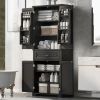 Bathroom Storage Cabinet with Doors and Drawer, Multiple Storage Space, Adjustable Shelf, Black (Old Sku:WF308204AAB)