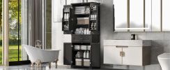 Bathroom Storage Cabinet with Doors and Drawer, Multiple Storage Space, Adjustable Shelf, Black (Old Sku:WF308204AAB)