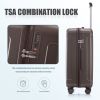 20"/24"/28" 3 pcs/set in ABS Spinner Wheel Luggage, Carry on Suitcase, Matching Color, TSA Combination Lock (Brown)