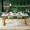 Modern Dining Table with Faux Marble Tabletop for 4-6 People
