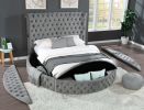 Hazel Queen 5 Pc Tufted Upholstery Bedroom Set Made with Wood In Gray