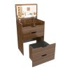 3-in-1 Vanity Desk with Lighted Mirror & Stool, Flip Top Makeup Dressing Table, Compact Storage for Bedroom, Bathroom, Dressing Room
