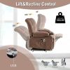 Electric Power lift lounge chair with a USB & Remote with message, heating and vibration functions: Brown