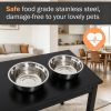 Modern 23'' Decorative Raised Dog Bowls Wooden Heavy Duty Pet Food And Water Bowl Elevated Feeding Station Black