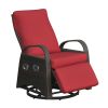 Adjustable Outdoor 360° Swivel Rattan Recliner Chair with Cushion for Patio, Porch, Yard and Garden