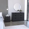 Bennett 2 Piece Bedroom Set, Nightstand + Dresser, Black