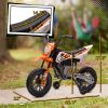 12V Kids Electric Motorcycle w/ Twist Grip Throttle, Training Wheels, Rear Suspension & Music, Orange