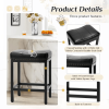 24 Inch Saddle Bar Stool Set of 2 PU Leather Counter Stools with Steel Frame and Footrest, Black