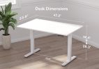 48 Inch Electric White Glass Standing Desk, Adjustable Height ,Quick Install Home Office Computer Desk, Stand Up Desk,