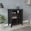 Essential Bar Cabinet; One Open Shelf; Six Built-in Wine Rack; One Drawer -Black