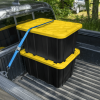 27 Gallon Durable Plastic Storage Tote with Snap-On Lid, Black and Yellow, 6 Pack