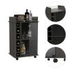 Dukat Bar Cart; Two Shelves; Six Built-in Wine Rack; Four Casters -Espresso
