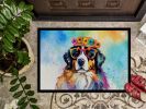 NEW Bernese Mountain Dog Hippie Dawg Doormat Front Door Mat Indoor Outdoor Rugs for Entryway, Non Slip Washable Low Pile, 18H X 27W