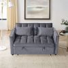 Convertible Sofa Bed, 3-in-1 Velvet Sleeper Sofa Couch with Pullout Bed, Pull Out Couch with Side Pockets and Adjustable Backrest