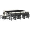 Garden Dining Set Black PE Rattan Large Collapsible