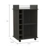 Dukat Bar Cart; Two Shelves; Six Built-in Wine Rack; Four Casters -Espresso