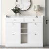 [VIDEO provided] ON-TREND Modern Tipping Bucket Shoe Cabinet with 4 Flip Drawers, Multifunctional 2-Tier Shoe Storage Organizer with Drawers