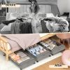 2 Pack Under Bed Storage Containers with Wheels Metal Frame Clothes Blanket Book Toy Organizer Box Rolling Space Saver Bins for Bedroom Closet Dorm