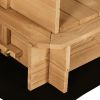 Outsunny Wooden Kids Sandbox with Cover, Children Outdoor Sand Box with Foldable Bench Seats, Adjustable Canopy, Bottom Liner for Outdoor, Brown