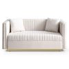 Contemporary Vertical Channel Tufted Velvet Sofa Loveseat Modern Upholstered 2 Seater Couch for Living Room Apartment with 2 pillows,Beige